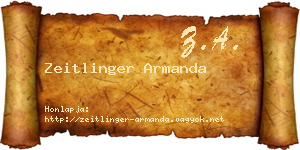 Zeitlinger Armanda névjegykártya